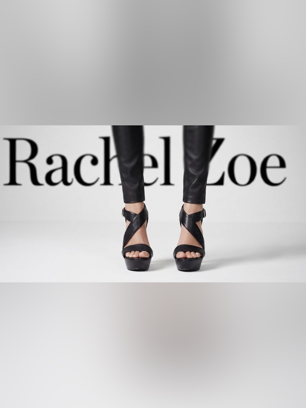 Authentic Rachel Zoe designer black leather platform heels sz 6